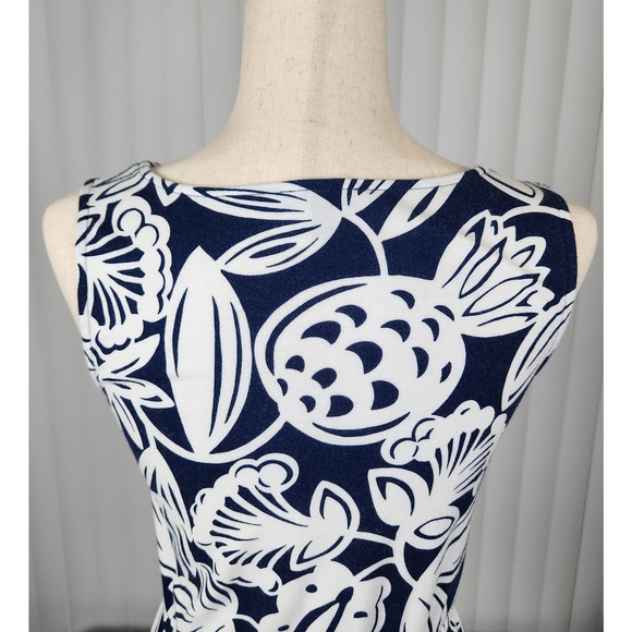 Elegant Navy and White Floral Dress - Picture 6 of 12